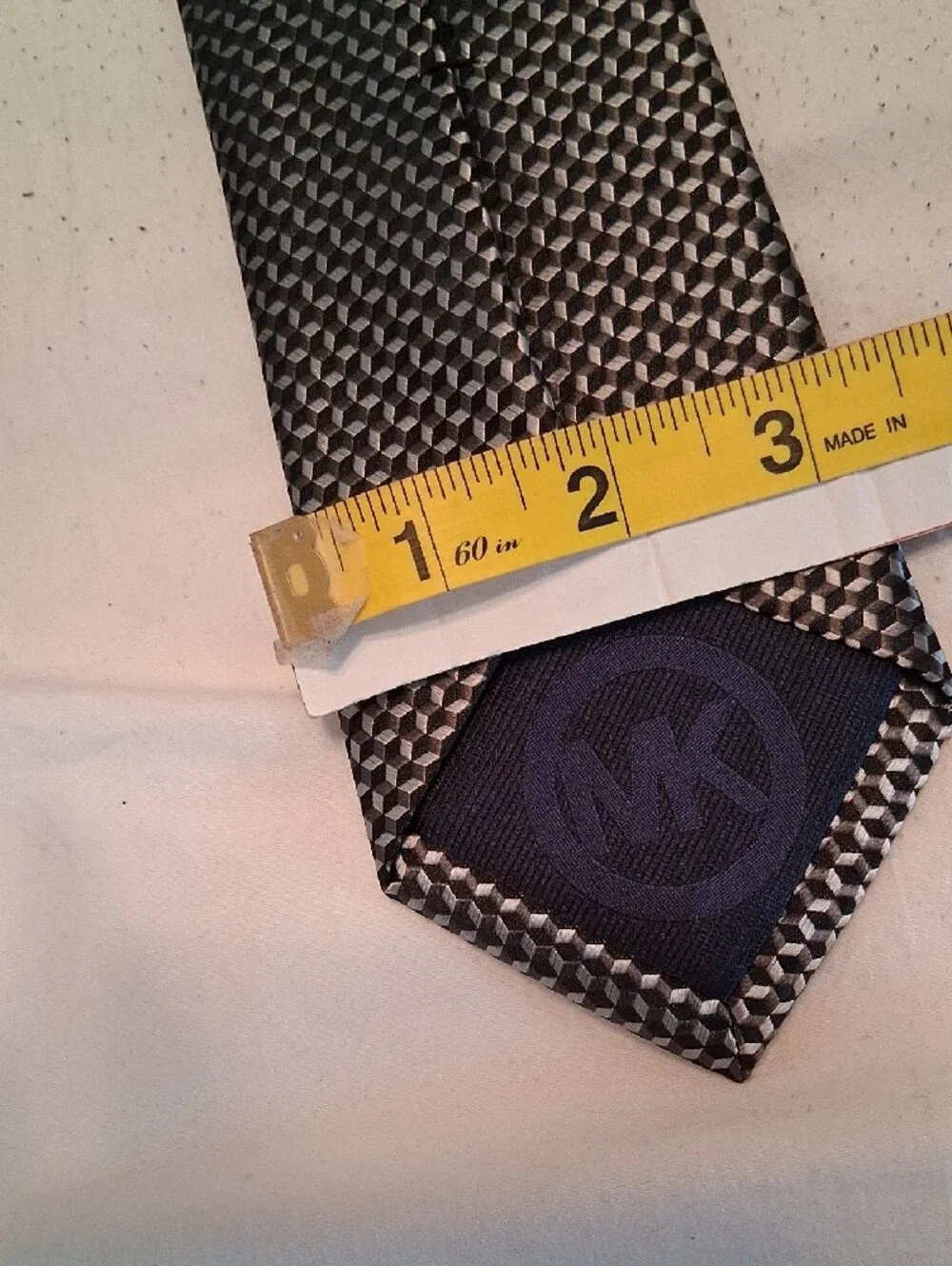 Michael Kors Men's Woven Black & Silver Patterned Tie. Office, Versatile